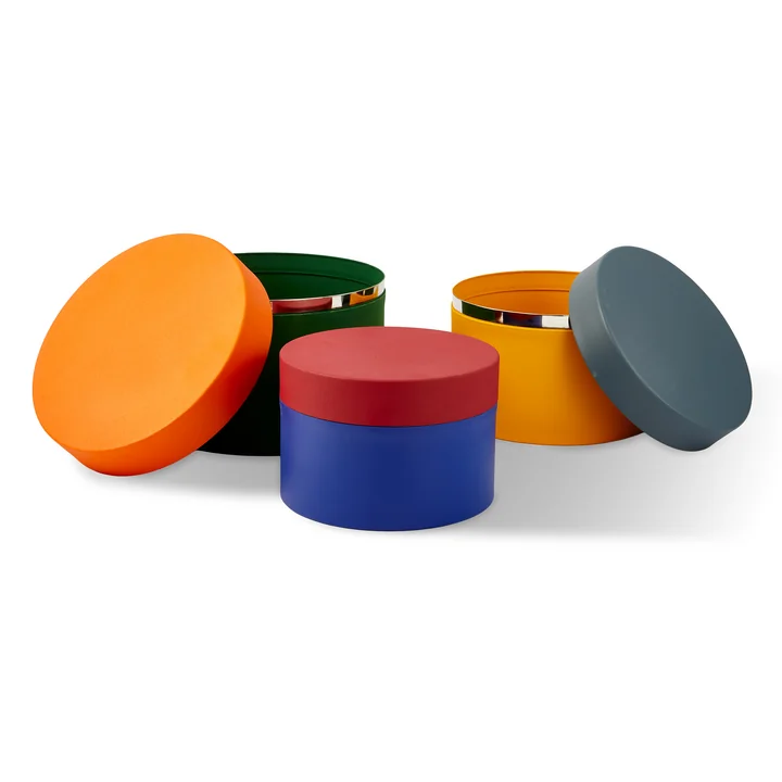 POLSPOTTEN - Round Metal Caps And Jars Vorratsdose 3er-Set, mehrfarbig