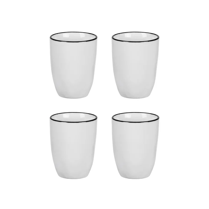 Broste Copenhagen - Salt Espressotasse 10 cl, weiß / schwarz (4er-Set)