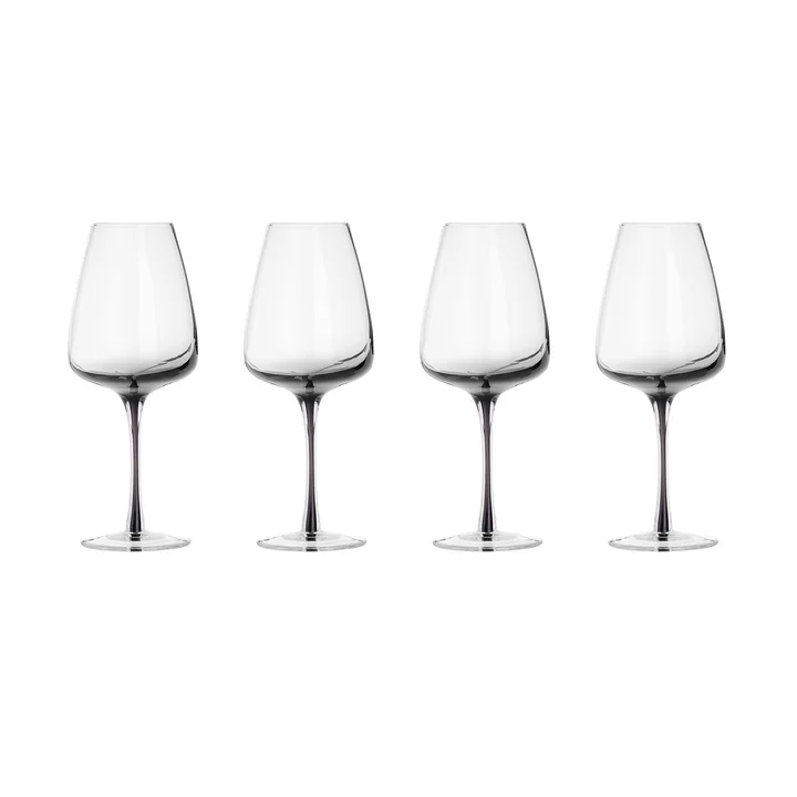 Broste Copenhagen - Smoke Weißweinglas, 400 ml, grau (4er-Set)