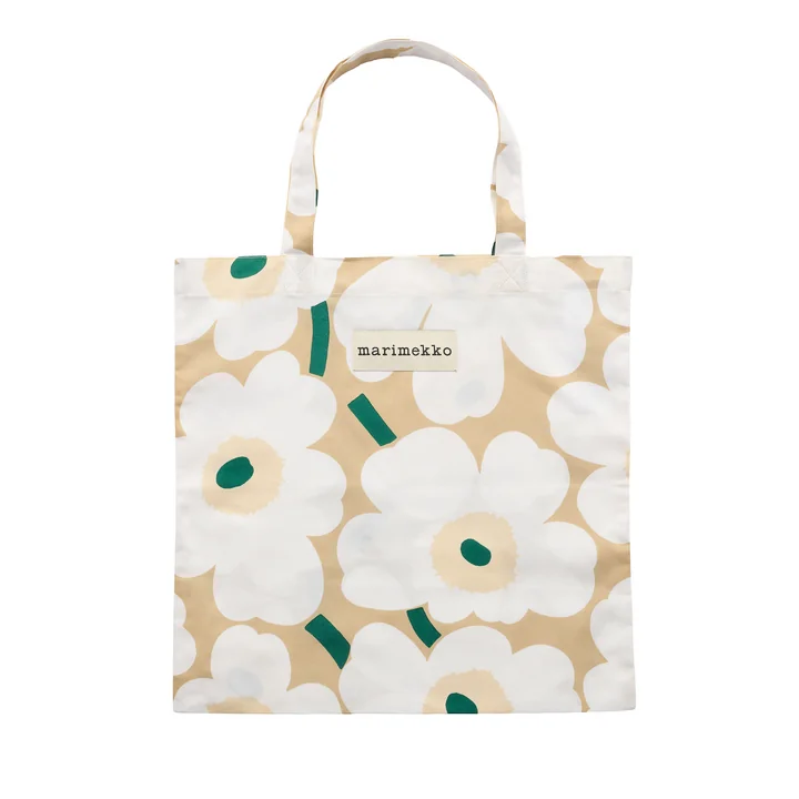 Marimekko - Pieni Unikko Einkaufstasche, sand / weiß / hay / emerald