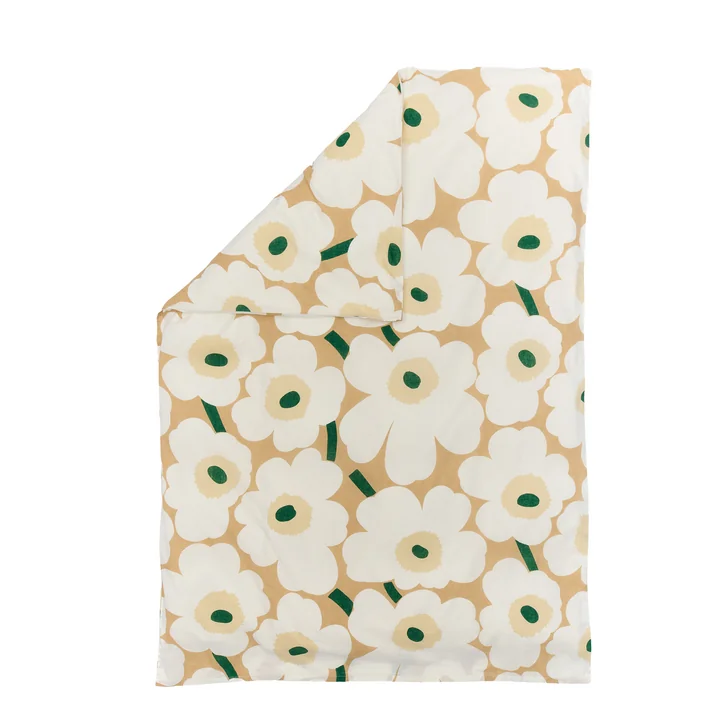 Marimekko - Unikko Deckenbezug, 150 x 210 cm, sand / off white / hay / emerald