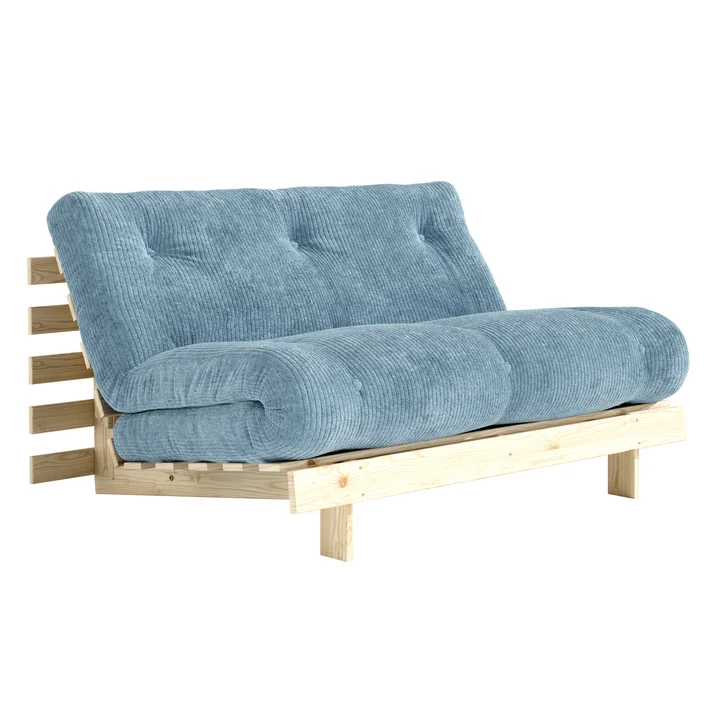 Karup - Roots Schlafsofa, 140 x 200 cm, Kiefer natur / hazy blue (554)