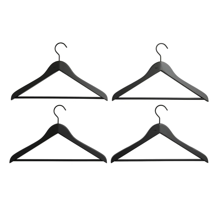 HAY - Smooth Coat Kleiderbügel mit Steg slim, schwarz (4er-Set)