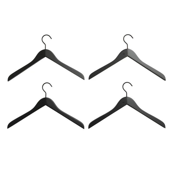 HAY - Smooth Coat Kleiderbügel slim, schwarz (4er-Set)