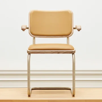 Thonet - S 64 P Nordic Armlehnstuhl, nickelsilver / Eiche geölt weiß pigmentiert / light caramel (JS. by Jil Sander)
