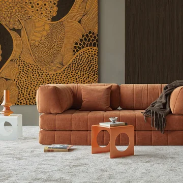 Innovation Living - Cozypad Schlafsofa, 2 L-förmige Rückenpolster, rust orange (Stoff 412 Esina)