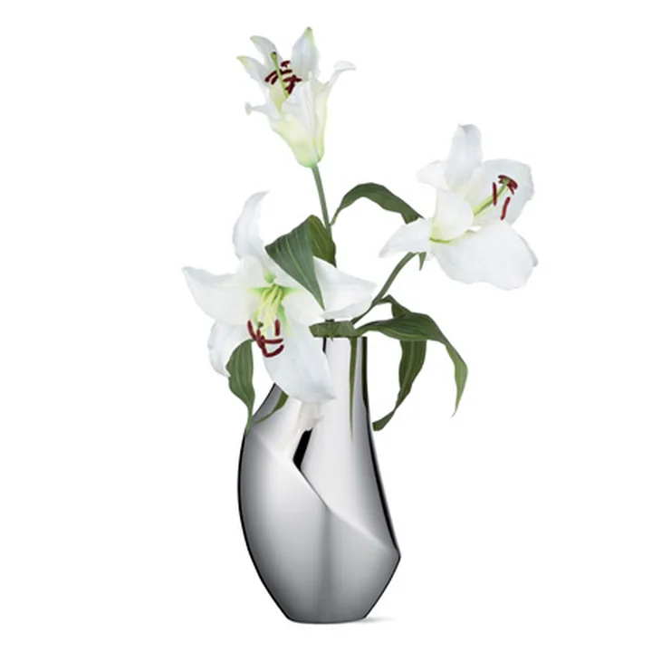 Georg Jensen - Flora Vase, Ø 13.6 x H 23 cm, Edelstahl