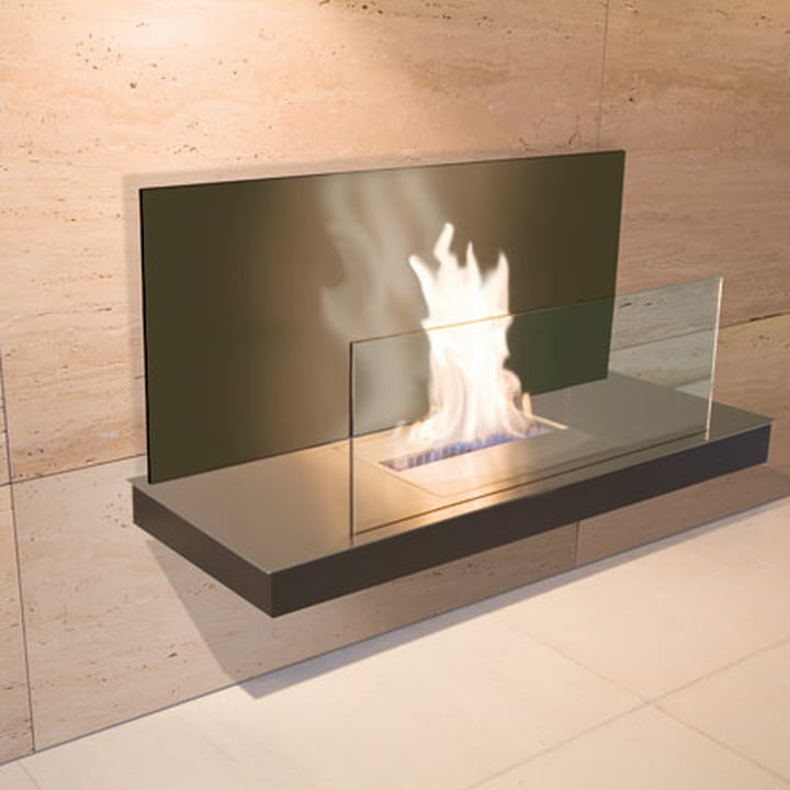 Wallflame II - Edelstahl/ Glas, schwarz