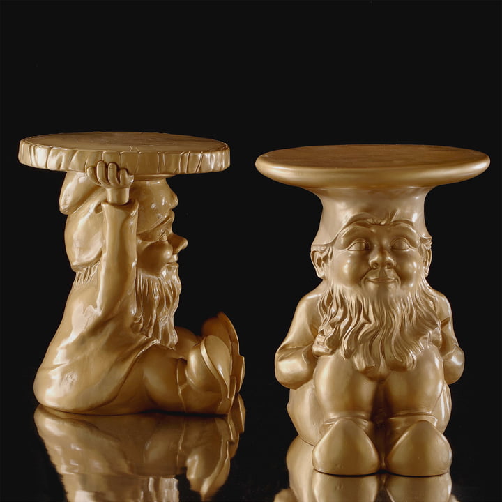  Gnomes Beistelltische Napoleon und Attila, gold von Kartell