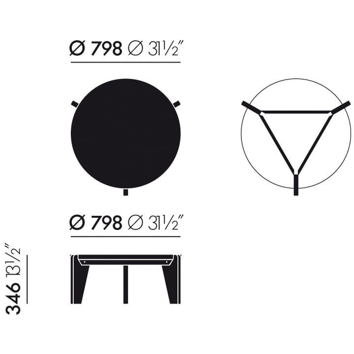 Guéridon Bas Couchtisch - Maße von Vitra