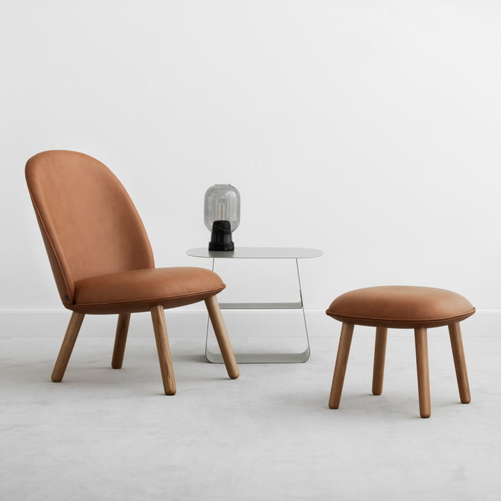 Ace Hocker und Lounge Chair Tango Leather mit Amp Leuchte von Normann Copenhagen