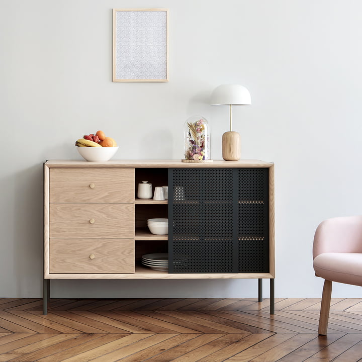 Gabin Sideboard hoch mit Schubladen von Hartô in Eiche / Anthrazitgrau (RAL 7016)