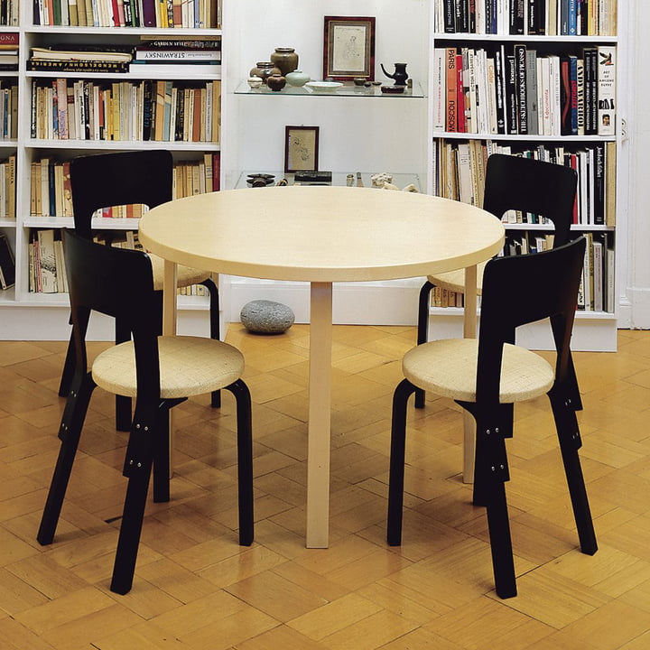 90A Tisch, H 72 cm / Birkenfurnier von Artek