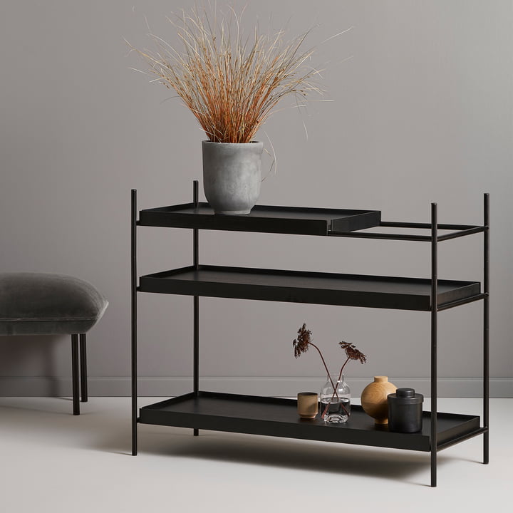 Tray Shelf niedrig von Woud in Eiche schwarz lackiert / schwarz