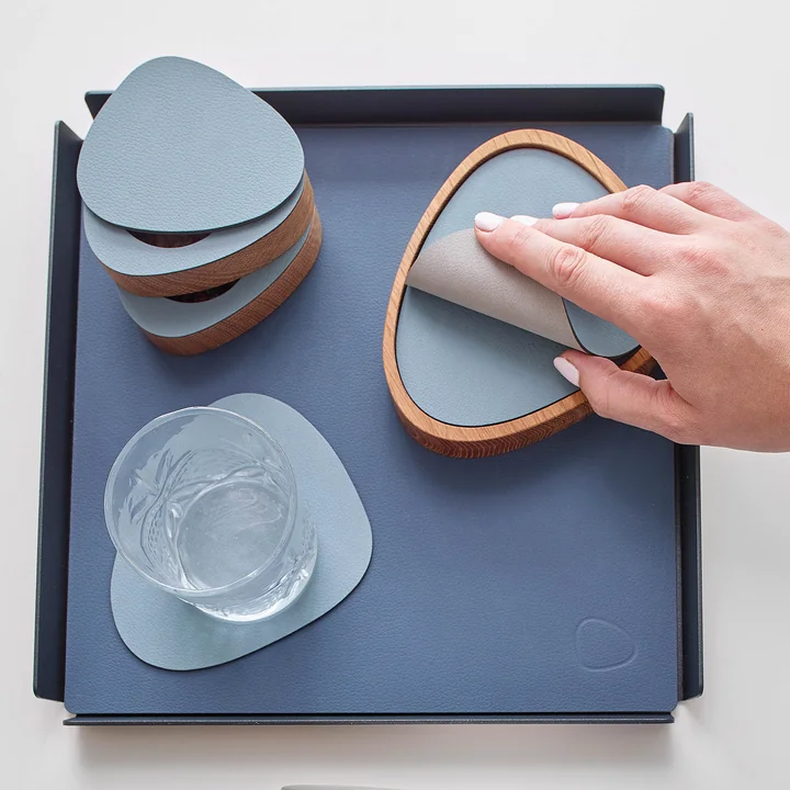 Glasuntersetzer Curve von Lind DNA in Nupo hellblau