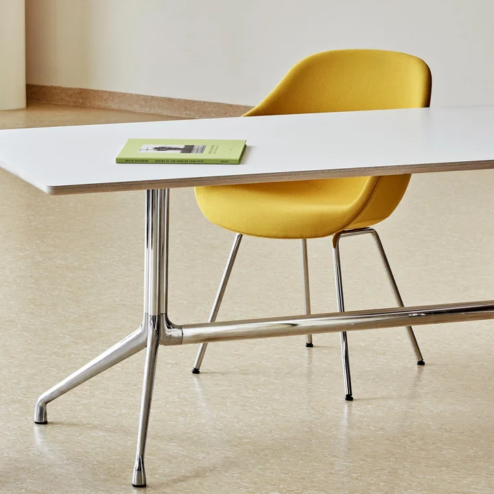 About A Chair AAC 127 in Chrom / Steelcut Trio 446 gelb von HAY