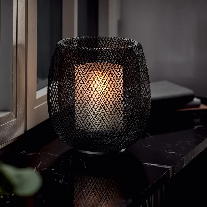 Mesh Windlicht, schwarz von Philippi