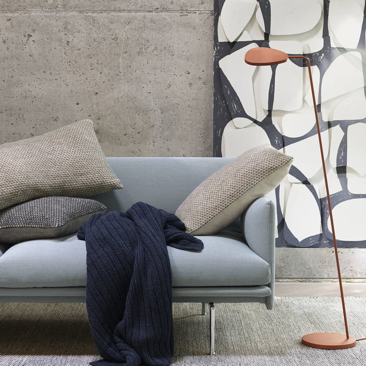 Leaf LED-Stehleuchte, Ample Decke und Twine Kissen von Muuto