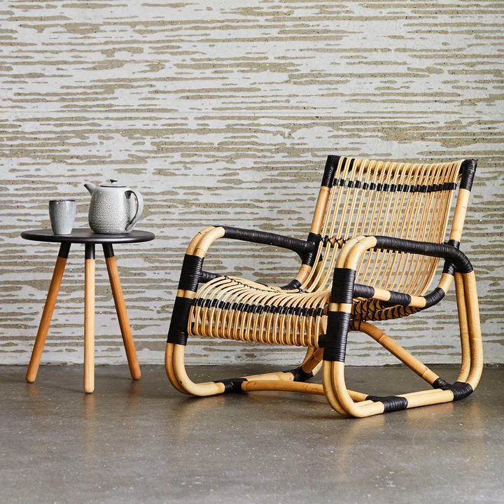 Curve Loungesessel Indoor, natur / schwarz von Cane-line