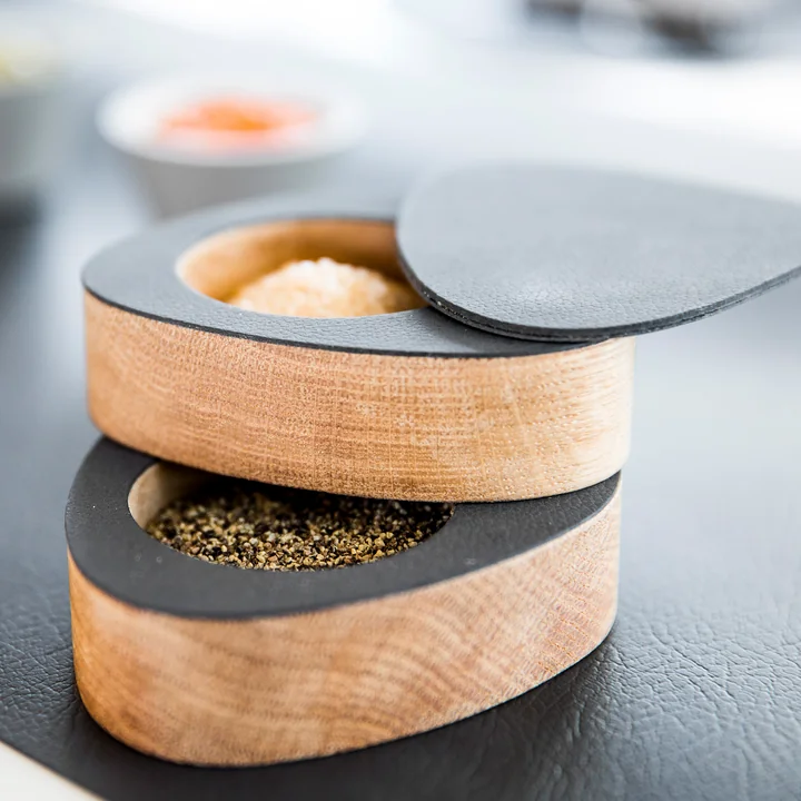 Salt & Pepper Aufbewahrung, Eiche / Nupo anthrazit von Lind DNA