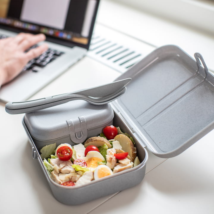 Pascal Ready Lunchbox-Set mit Klikk Besteck von Koziol in organic grey