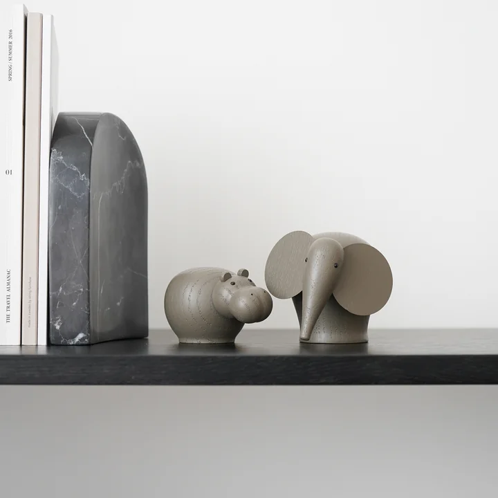 Hibo Nilpferd und Nunu Elefant von Woud in taupe