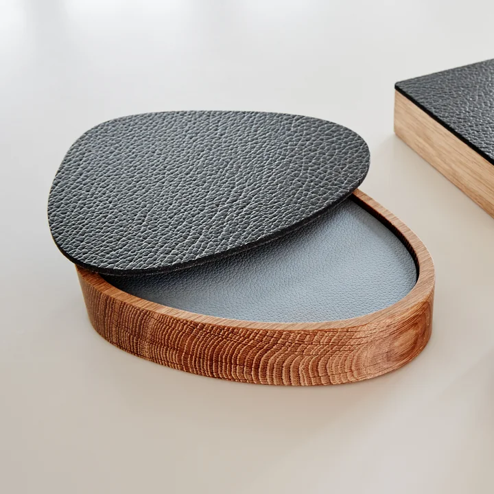 Wood Box mit Deckel curve S 12.5 x 14 cm von Lind DNA in Eiche natur / schwarz