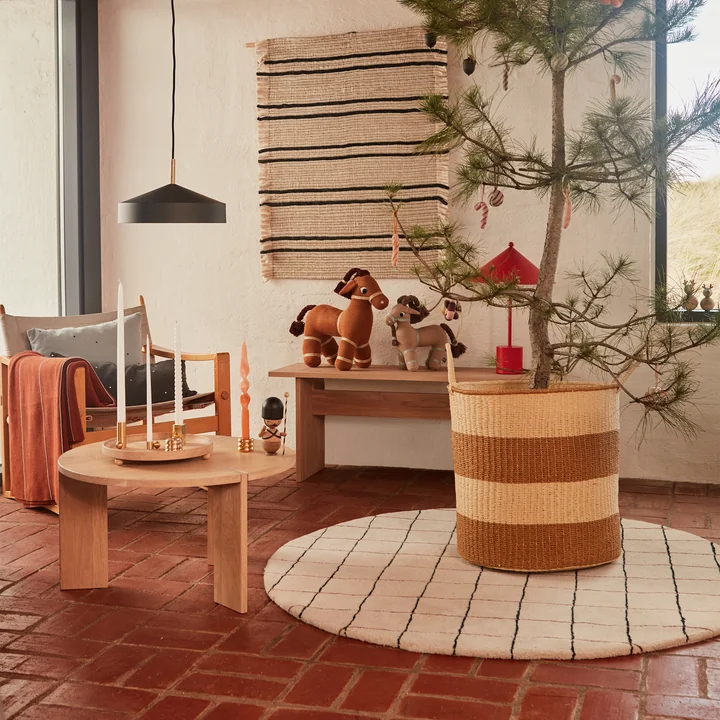 Grid Teppich Ø 140 cm von OYOY in offwhite