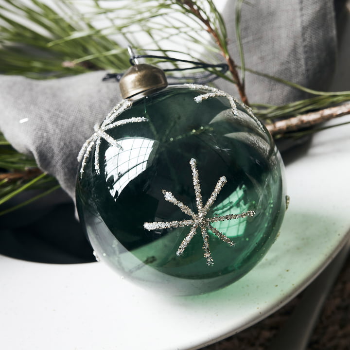 Glas Star Christbaumkugel von House Doctor in der Farbe grün