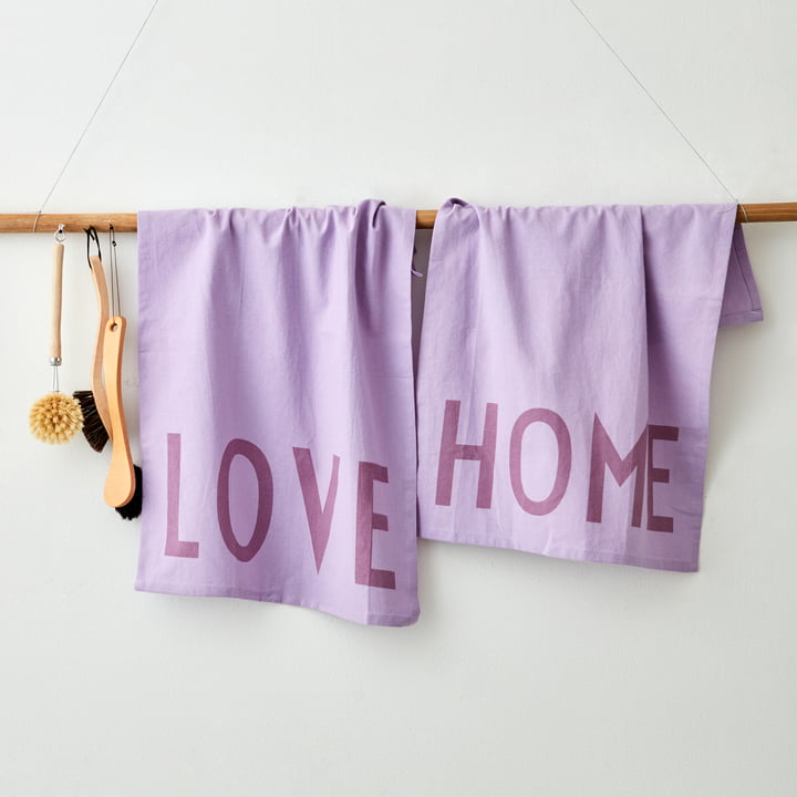 Favourite Geschirrtuch in Love / Home, lavendel (2er-Set) von Design Letters