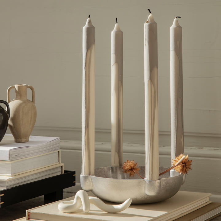 Dryp Stabkerzen von ferm Living in der Ausführung grey / weiß