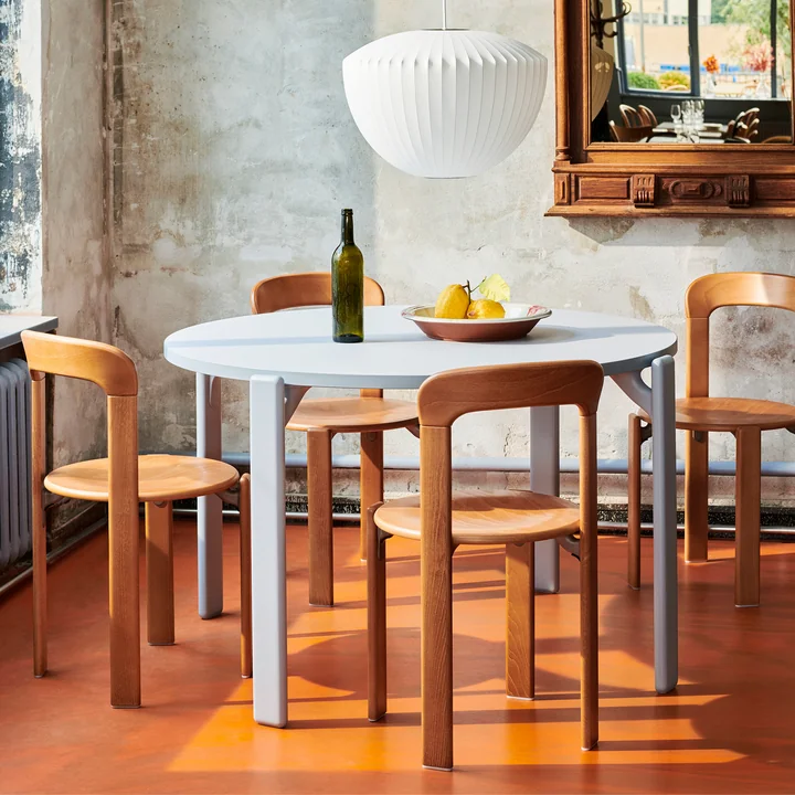 Rey Esstisch, Ø 128,5 cm, slate blue / Laminat hellgrau von HAY