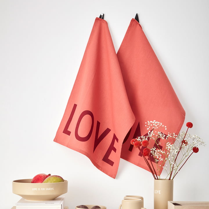 Favourite Geschirrtuch, Love / Home in terracotta (2er-Set) von Design Letters