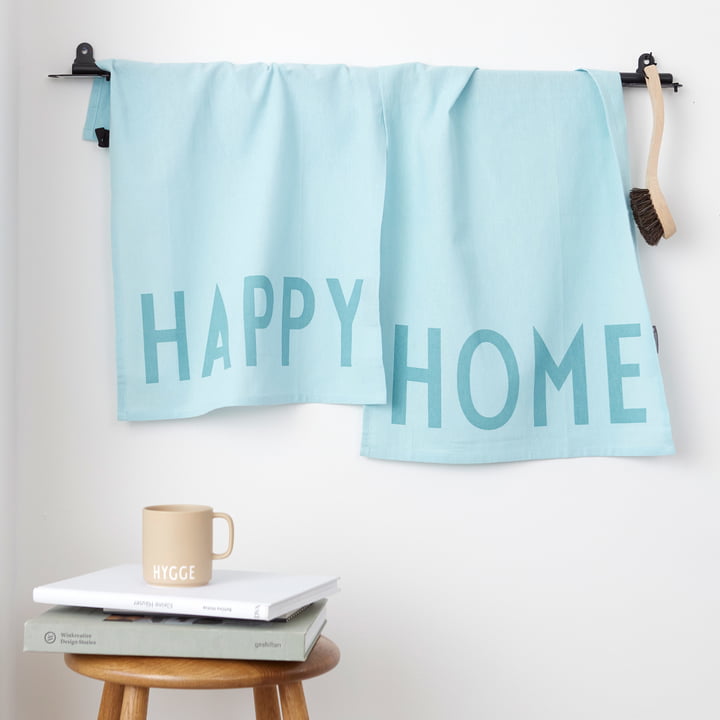 Favourite Geschirrtuch, Happy Home in light blue (2er-Set) von Design Letters