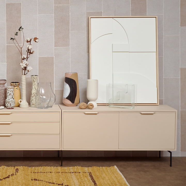 Relief gerahmtes Wandbild A von HKliving in der Ausführung weiß