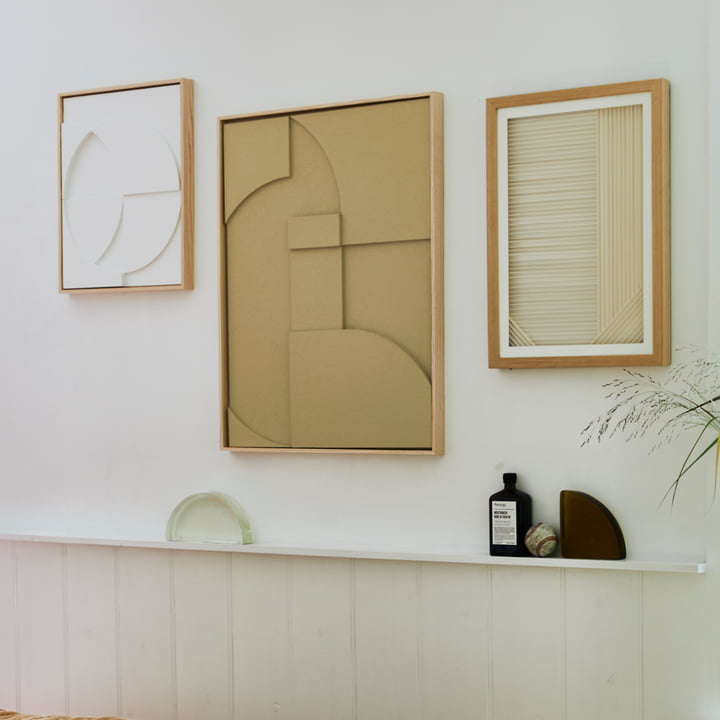 Relief gerahmtes Wandbild A von HKliving in der Ausführung sand