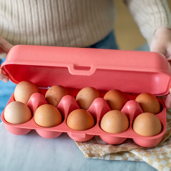 Eggs to go Mehrweg Eierbehälter, nature coral von Koziol