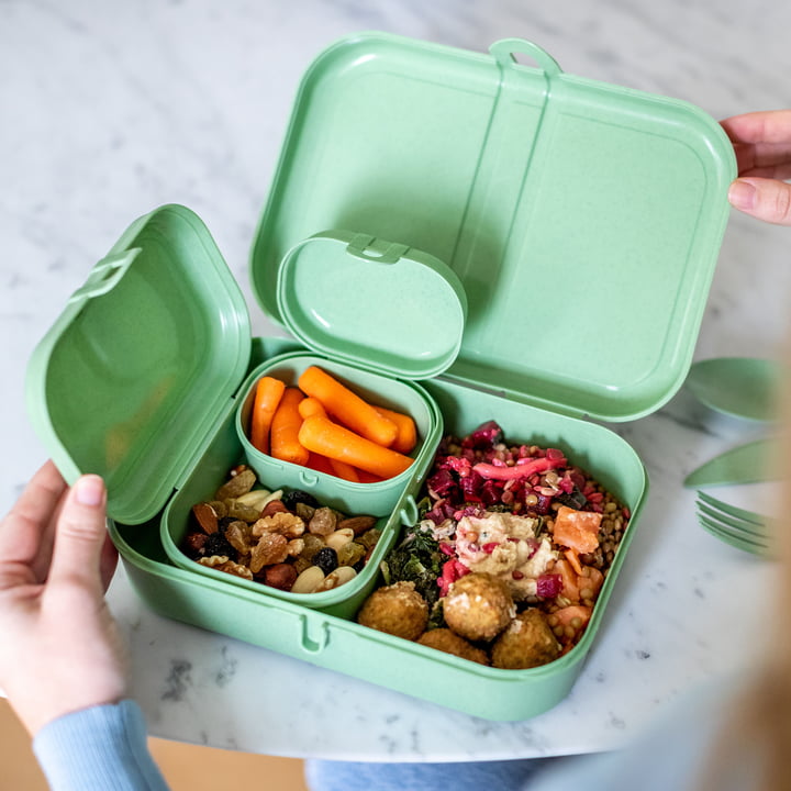 Pascal Ready Lunchbox-Set mit Klikk Besteck, nature leaf green von Koziol