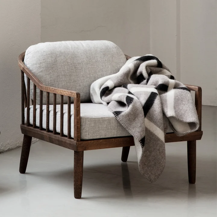 Knut Wolldecke, 135 x 200 cm, grau von Røros Tweed