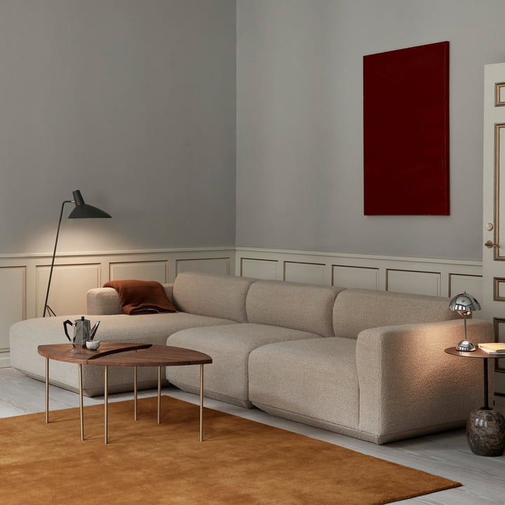 Develius Eck-Sofa, Konfiguration E, Chaiselong links, beige (Karakorum 003) von &Tradition