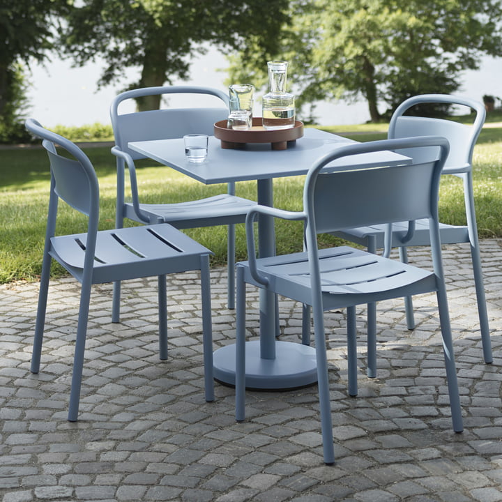 Linear Steel Side Chair Outdoor, hellblau von Muuto