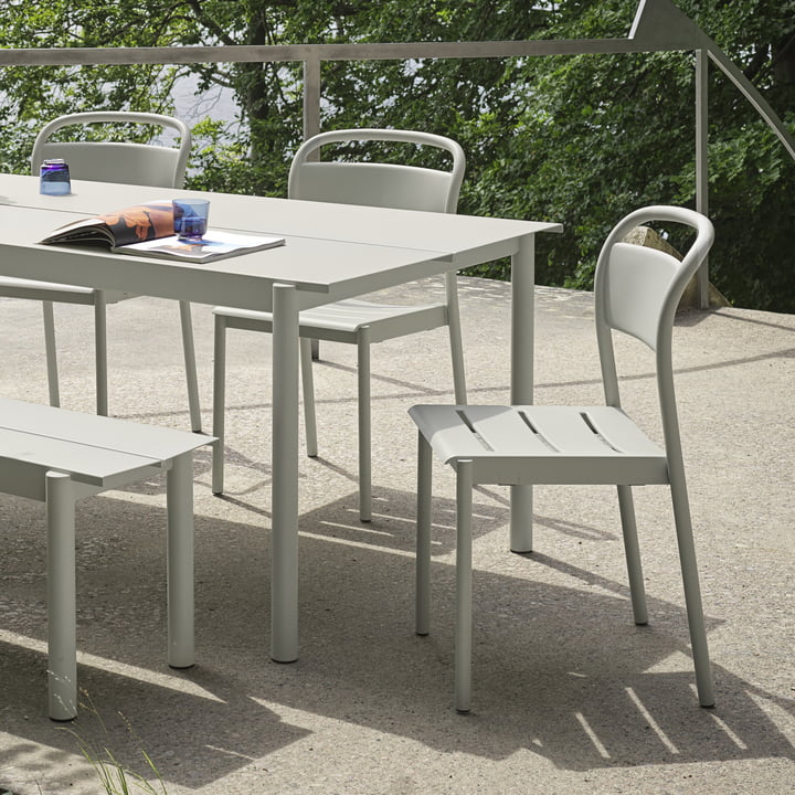 Linear Steel Side Chair Outdoor, grau von Muuto