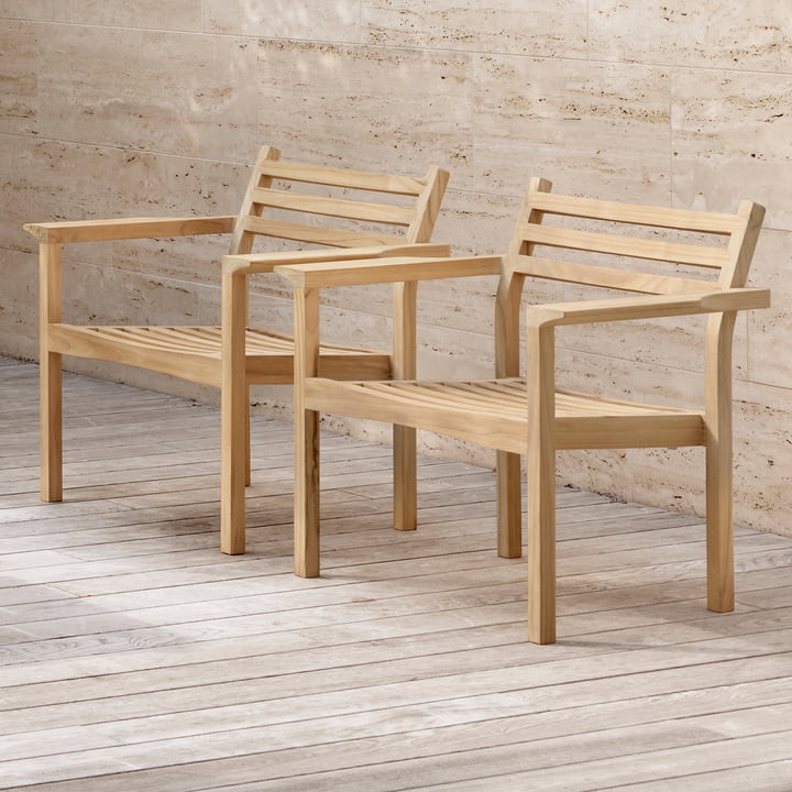 AH601 Outdoor Lounge Chair, Teak unbehandelt von Carl Hansen