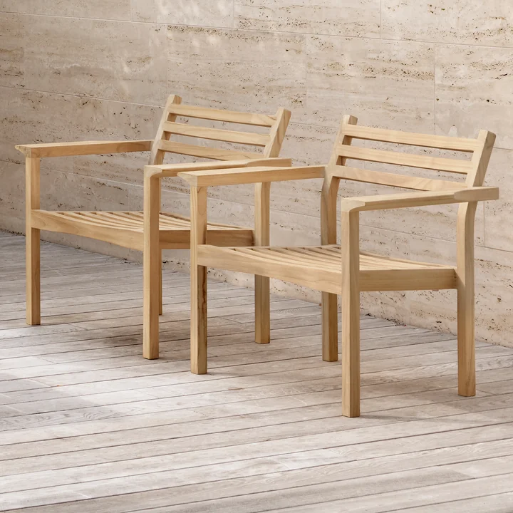 AH601 Outdoor Lounge Chair, Teak unbehandelt von Carl Hansen