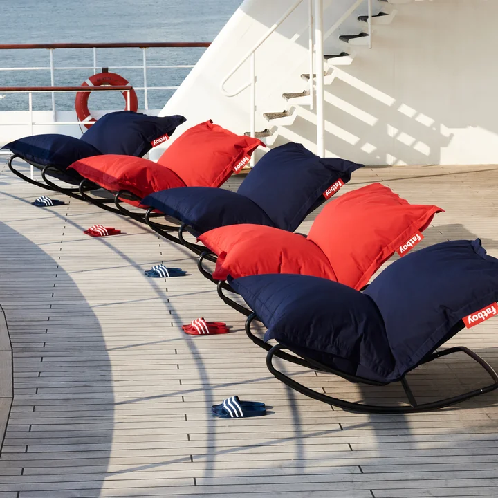Fatboy - Aktionsset: Rock 'n' Roll Lounge Chair, schwarz + Original Outdoor Sitzsack, dark ocean und red