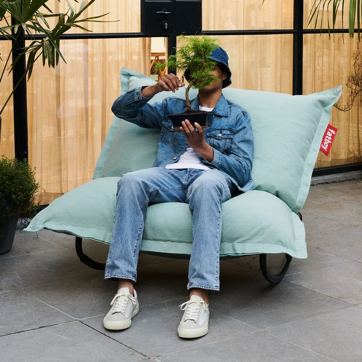 Fatboy - Aktionsset: Rock 'n' Roll Lounge Chair, schwarz + Original Outdoor Sitzsack, seafoam