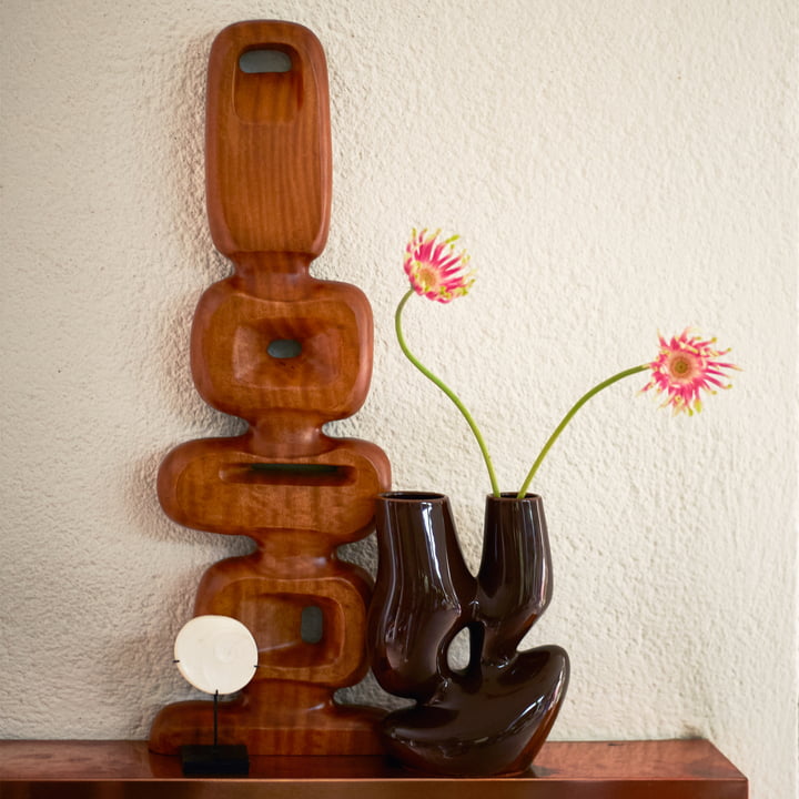 Keramik Vase Organic, L, espresso von HKliving