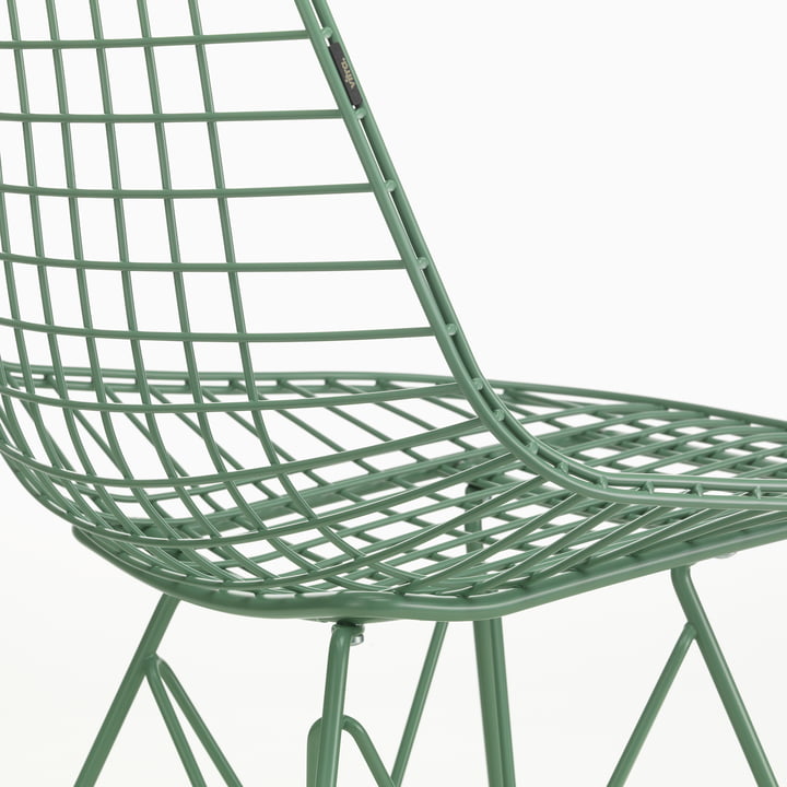 Wire Chair DKR (H 43 cm), Eames Sea Foam Green / ohne Bezug, Kunststoffgleiter (basic dark) von Vitra