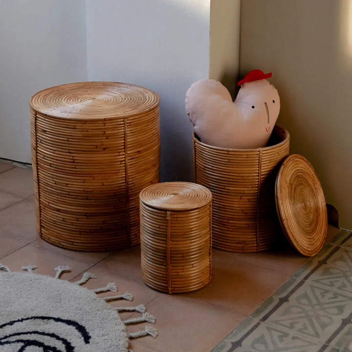 Ferm Living - Column Storage, natürlich gebeizt (3er Set)