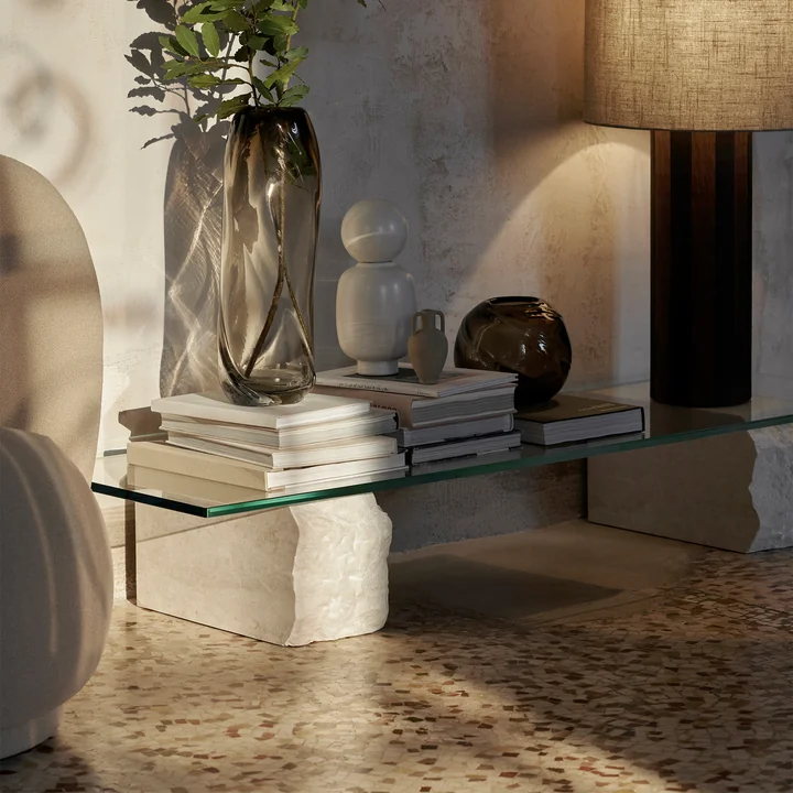 Ferm Living - Mineral Couchtisch, 160 x 46 cm, Bianco Curia